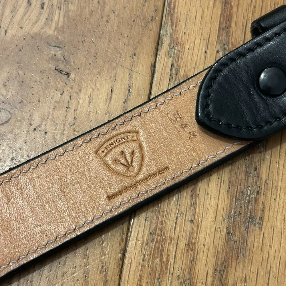 Howard Knight Thick Black Leather Handmade Belt 34